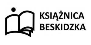 Zdjęcie przedstawia logo Książnicy Beskidzkiej - na białym tle czarnym kolorem naniesiony zarys otwartej książki oraz napis Książnica Beskidzka.